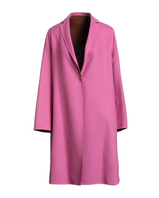 Fabiana Filippi Pink Overcoat & Trench Coat Merino Wool, Silk, Polyamide, Ecobrass