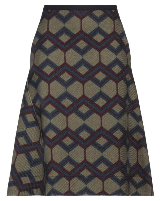 ODEEH Gray Military Midi Skirt Virgin Wool, Polyamide, Cotton