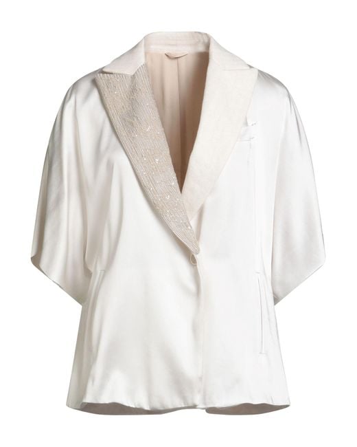 Brunello Cucinelli White Ivory Blazer Acetate, Viscose, Polyester, Cotton, Linen