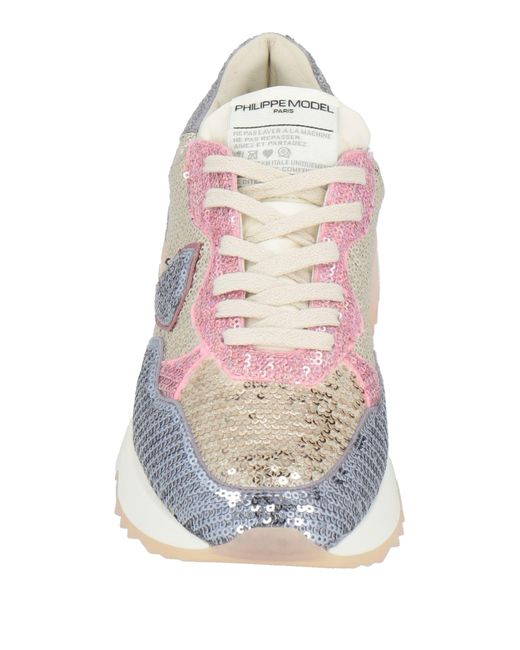 Philippe Model White Sneakers Leather, Textile Fibers