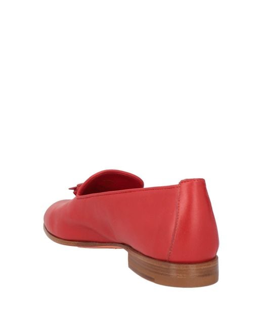 Santoni Red Loafers Leather