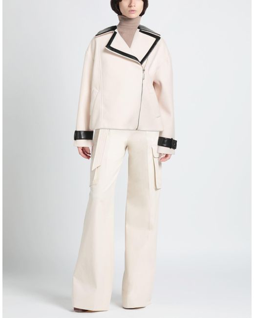 SIMONA CORSELLINI Natural Ivory Jacket Polyester, Viscose