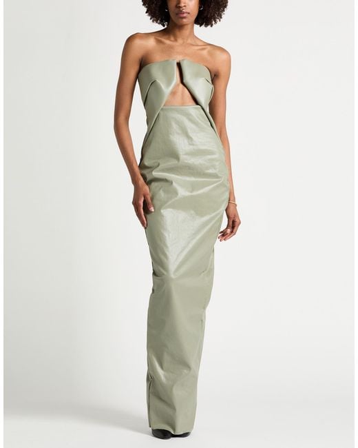 Rick Owens Green Maxi Dress Cotton, Elastomultiester, Elastane