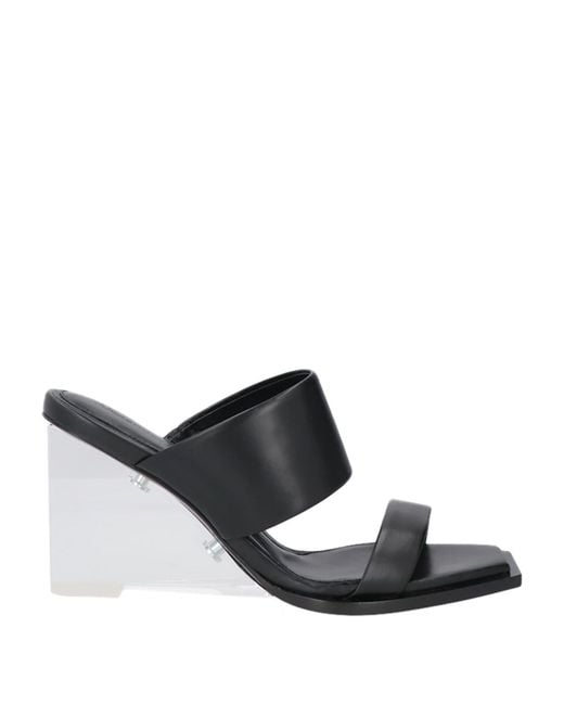 McQueen Black Plexi Runway Leather Wedge Sandals
