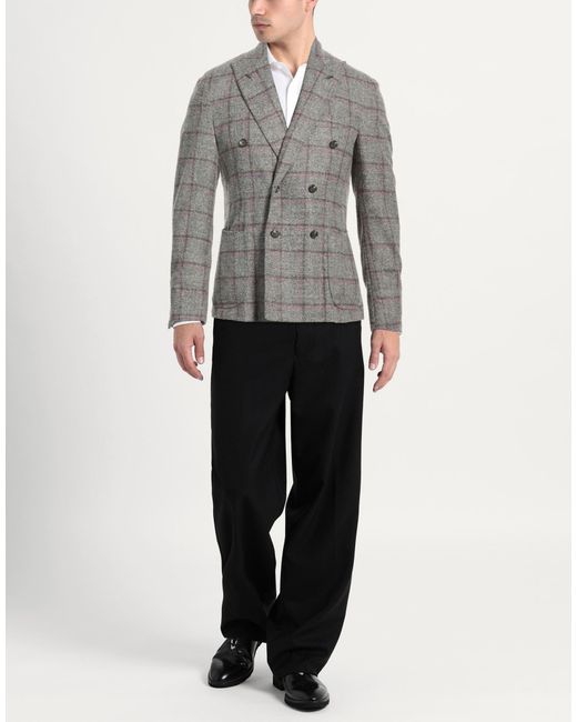 GABO Napoli Gray Blazer Alpaca Wool, Wool, Polyamide for men