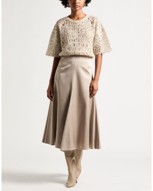 Brunello Cucinelli Natural Midi Skirt Silk