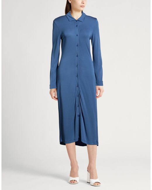 Majestic Filatures Blue Slate Midi Dress Viscose, Elastane