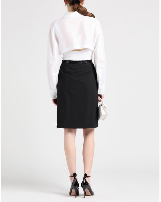 Philosophy Di Lorenzo Serafini Black Midi Skirt Polyester, Virgin Wool, Elastane, Polyurethane Resin
