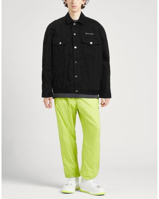 Palm Angels Black Denim Outerwear Cotton, Polyester for men