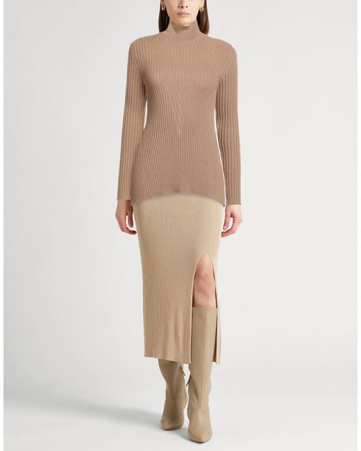 Erika Cavallini Semi Couture Natural Sand Turtleneck Virgin Wool