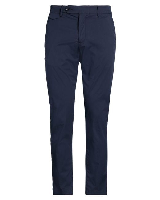 Paoloni Blue Pants Cotton, Polyamide, Elastane for men