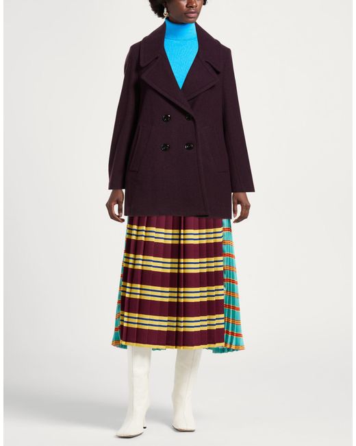Paltò Purple Dark Coat Wool, Polyester, Cashmere, Polyamide
