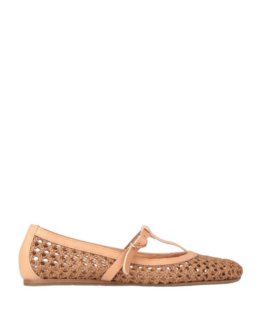 Ancient Greek Sandals Brown Ballet Flats Leather, Textile Fibers