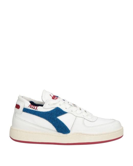 Diadora White Sneakers Leather, Textile Fibers