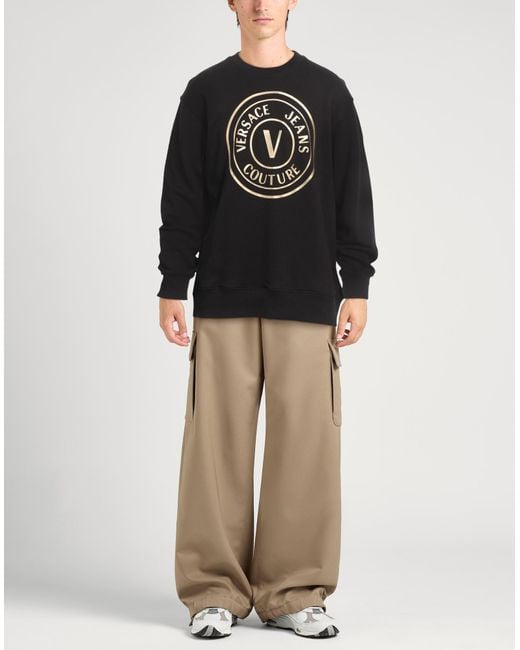 Versace Jeans Couture Black Sweatshirt Cotton, Elastane for men