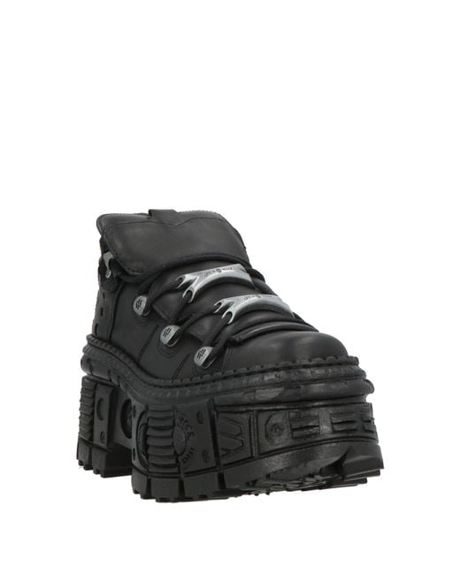 New Rock Black Ankle Boots