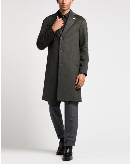 Lardini Black Dark Coat Virgin Wool for men