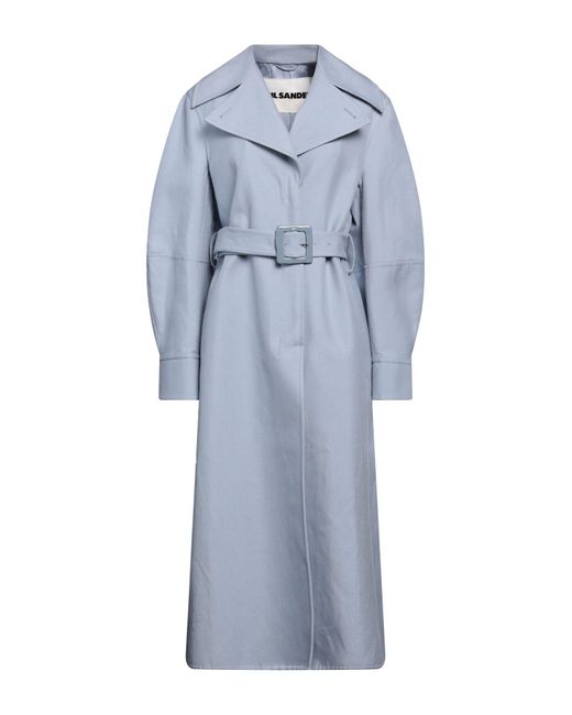Jil Sander Blue Light Overcoat & Trench Coat Cotton