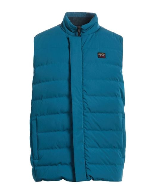 Paul & Shark Blue Vest Virgin Wool, Nylon for men