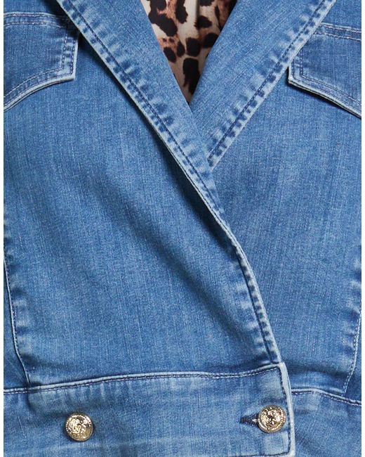 Liu Jo Blue Denim Outerwear Cotton, Polyester, Elastane
