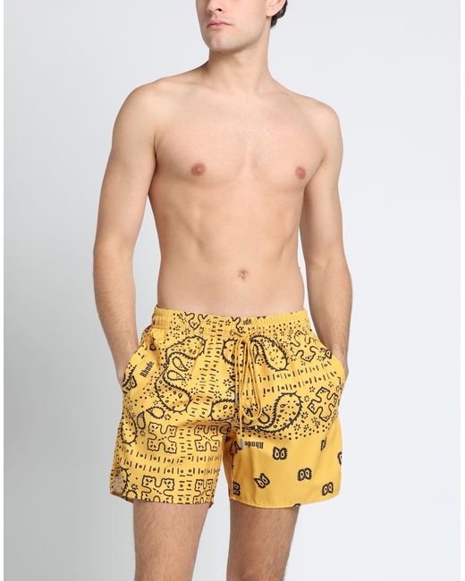 Rhude Yellow Swim Trunks for men