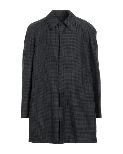 Corneliani Black Charcoal Coat Silk, Polyester, Calfskin for men
