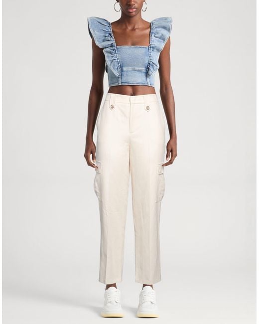 Twinset White Pants Cotton, Linen