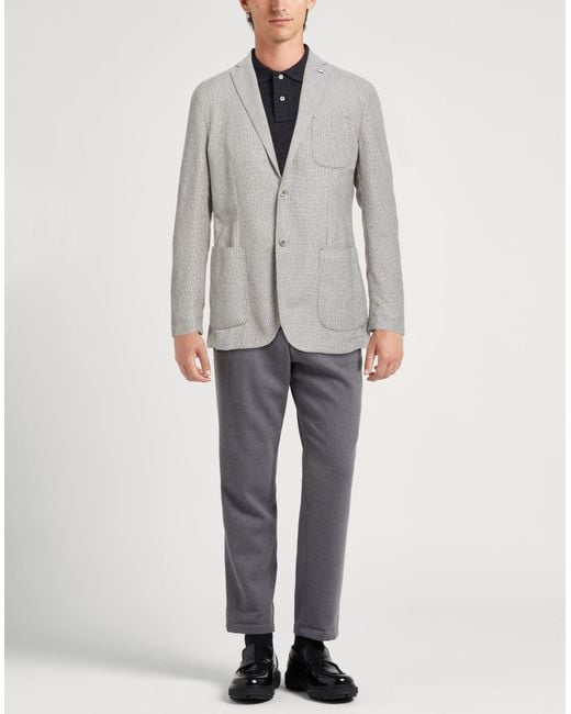 L.b.m. 1911 Gray Blazer Cotton, Polyester, Polyamide for men
