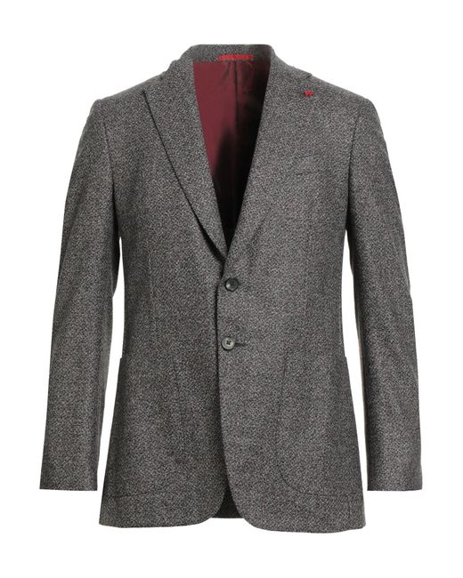 Isaia Gray Lead Blazer Wool for men