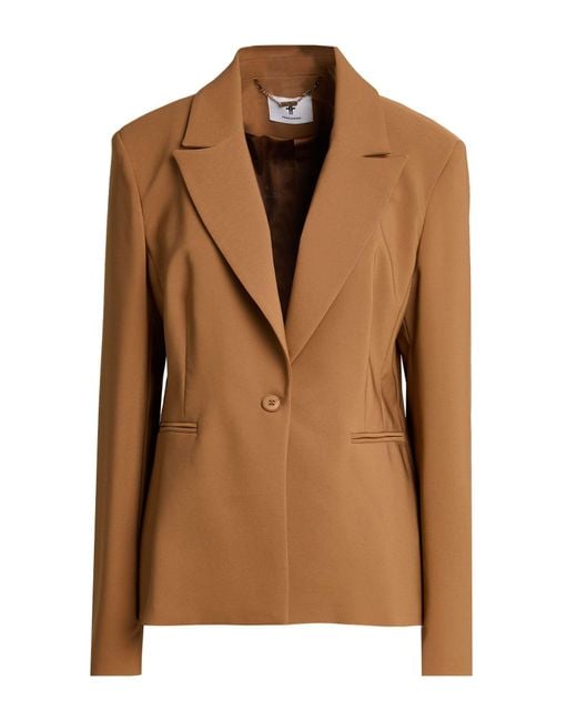 Fracomina Brown Camel Blazer Polyester, Elastane