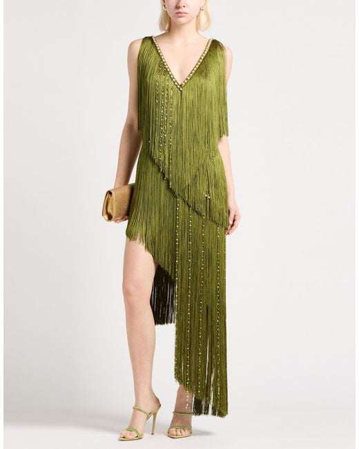 Elisabetta Franchi Green Maxi Dress Polyester, Elastane