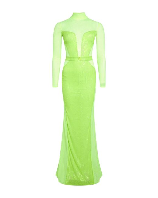 Elisabetta Franchi Green Lime Maxi Dress Polyamide, Elastane