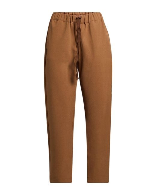 Semicouture Brown Pants Polyester, Viscose, Elastane