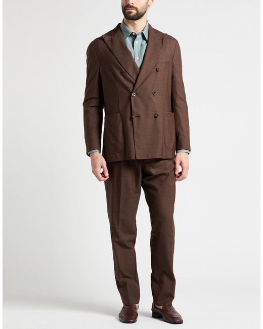 Boglioli Brown Suit Virgin Wool, Silk for men