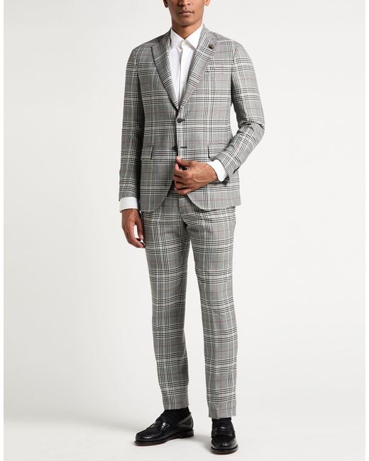 Gabriele Pasini Gray Suit Polyester, Wool for men