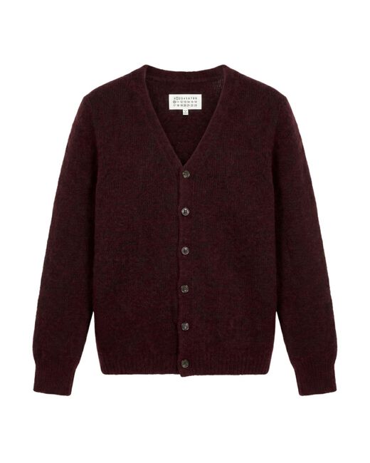 Maison Margiela Purple Burgundy Cardigan Virgin Wool, Polyamide
