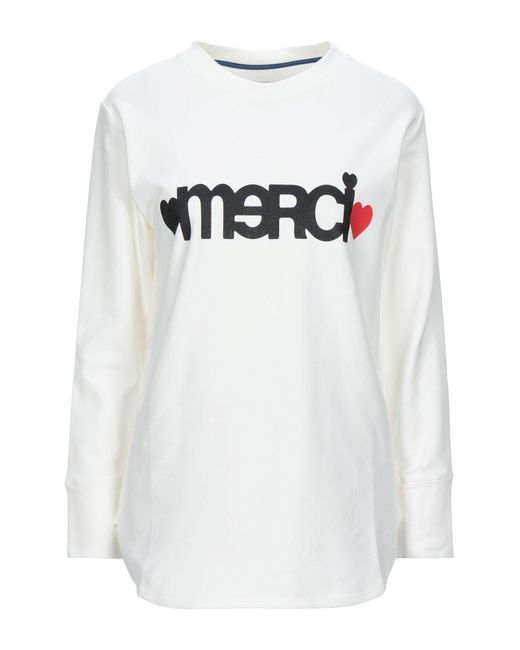 ..,merci Felpa da donna di colore bianco ..,merci Felpa da donna di colore bianco