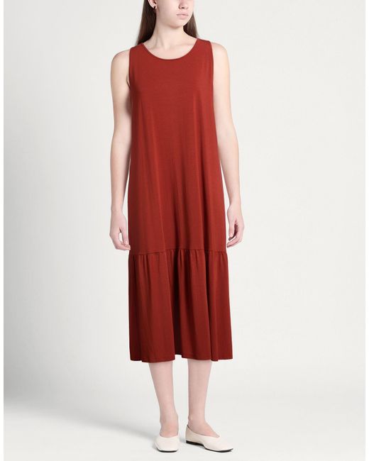 Eileen Fisher Red Midi Dress Tencel, Elastane