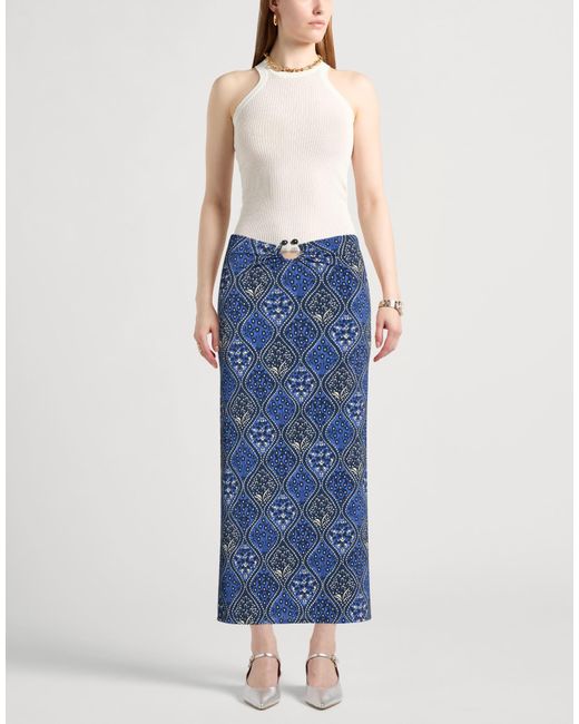 Siyu Blue Midi Skirt Polyamide, Elastane