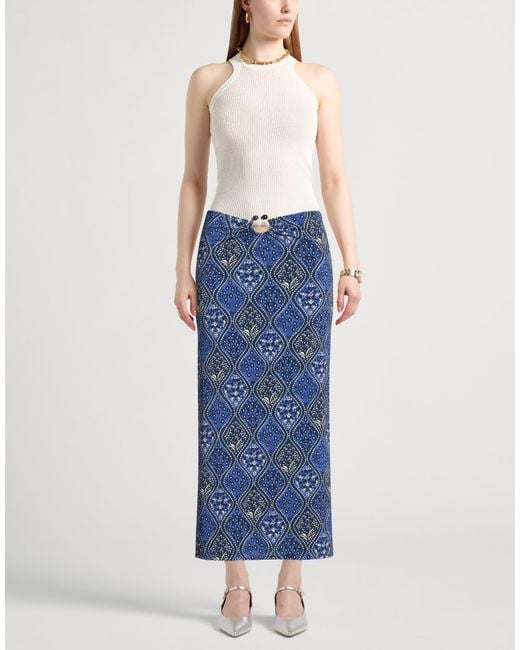 Siyu Blue Midi Skirt Polyamide, Elastane