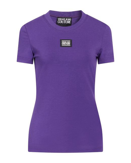 Versace Jeans Couture Purple T-Shirt Cotton, Elastane