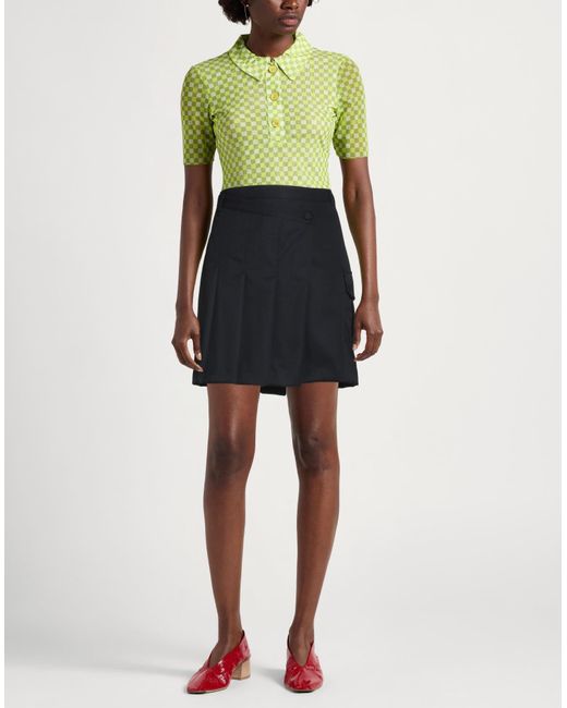 Sandro Blue Midnight Mini Skirt Polyester, Virgin Wool