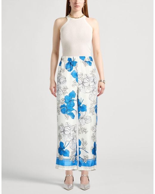 P.A.R.O.S.H. Blue Ivory Pants Silk