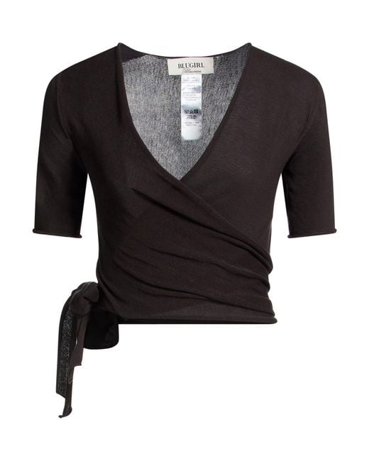 Blugirl Blumarine Black Wrap Cardigans Cotton, Polyamide, Elastane