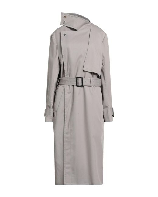 FEDERICO CINA Gray Overcoat & Trench Coat Polyester, Cotton