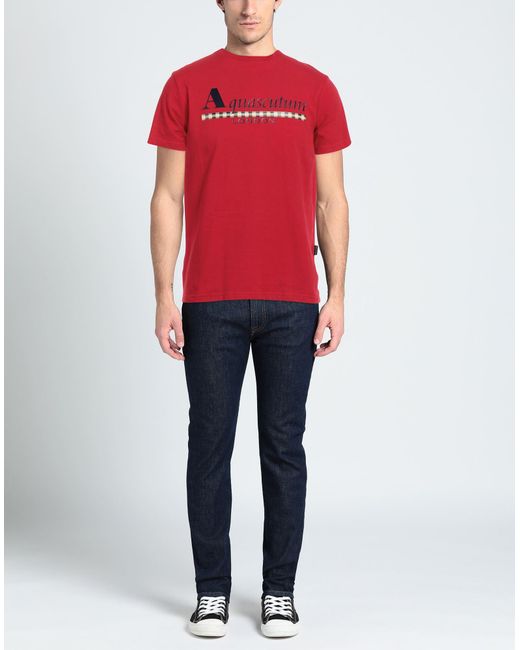 Aquascutum Red T-Shirt Cotton, Elastane for men