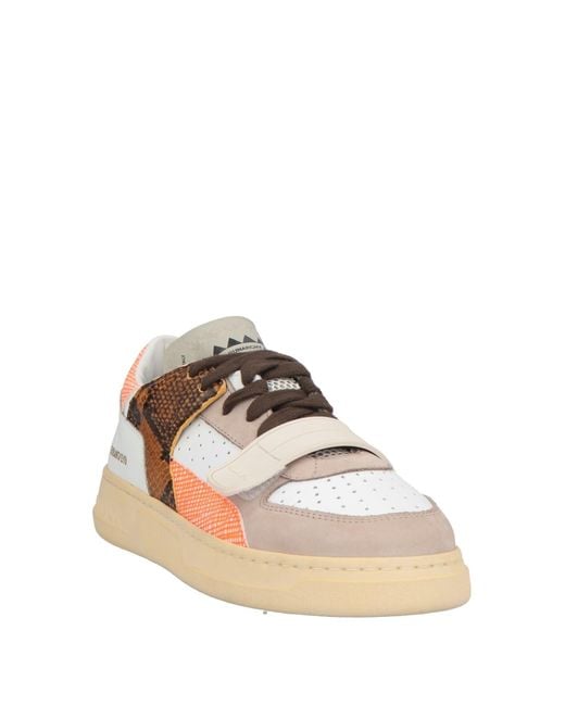 RUN OF White Sneakers Leather, Textile Fibers