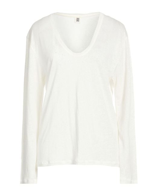 By Malene Birger White Ivory T-Shirt Lyocell, Linen