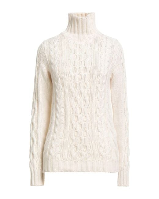 Aragona White Cream Turtleneck Cashmere