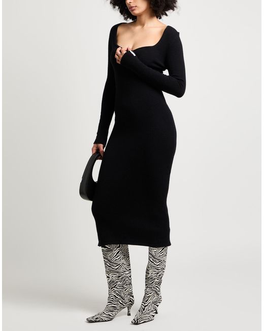 hinnominate Black Midi Dress Viscose, Polyester, Polyamide